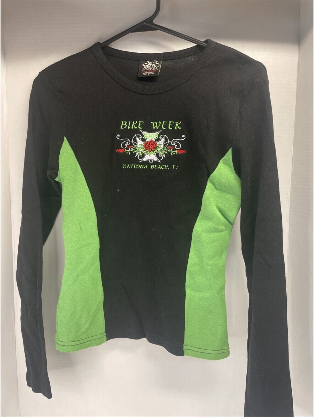 DAYTONA BEACH Bike Week 2008 T-Shirt Womens Small Long Sleeve Rose